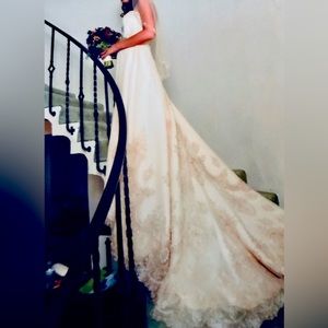 Vintage Mon Cheri Champagne Wedding Gown Size 2